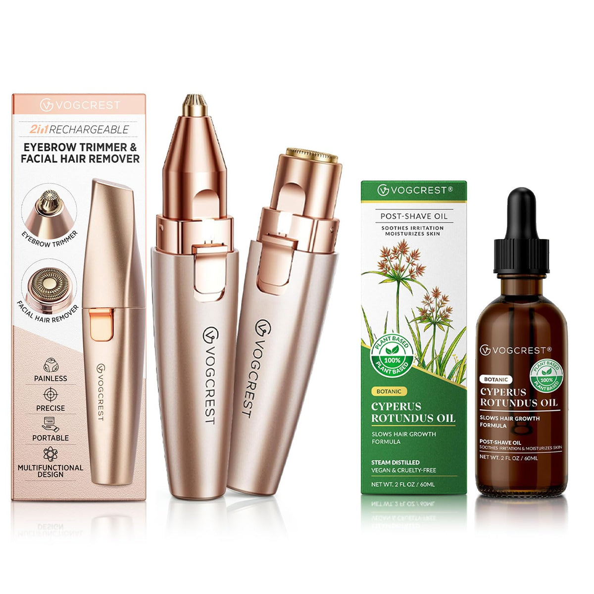 Electric Epilator and Oil Hair Removal Bundle F715