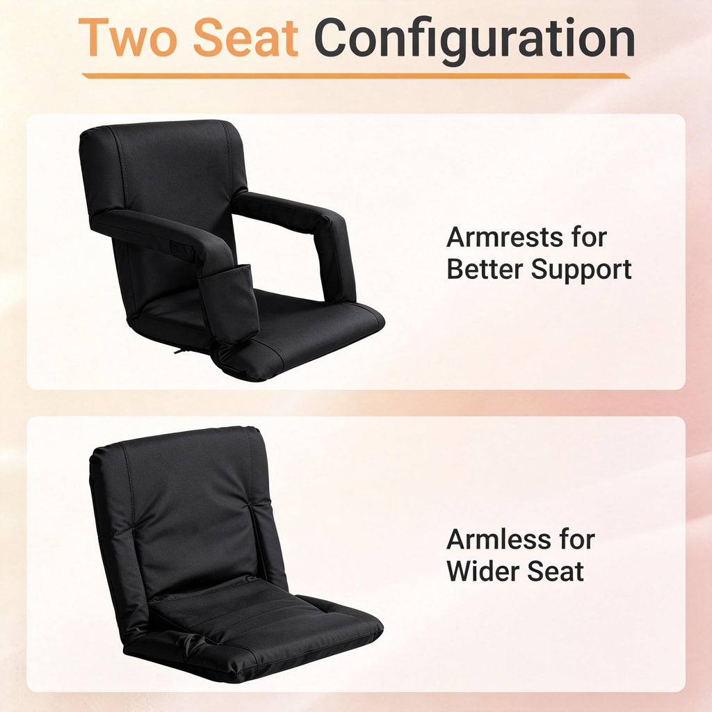 21" 25" Wide Padded Stadium Seat Chair with Back Support and Arms E1101