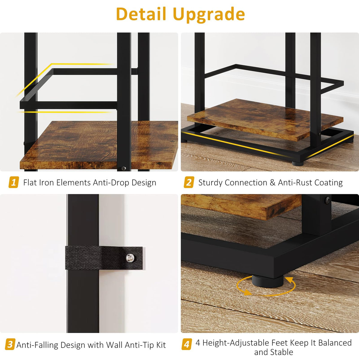 5 Tier Wood Bookcase with Metal Edge Protection X971