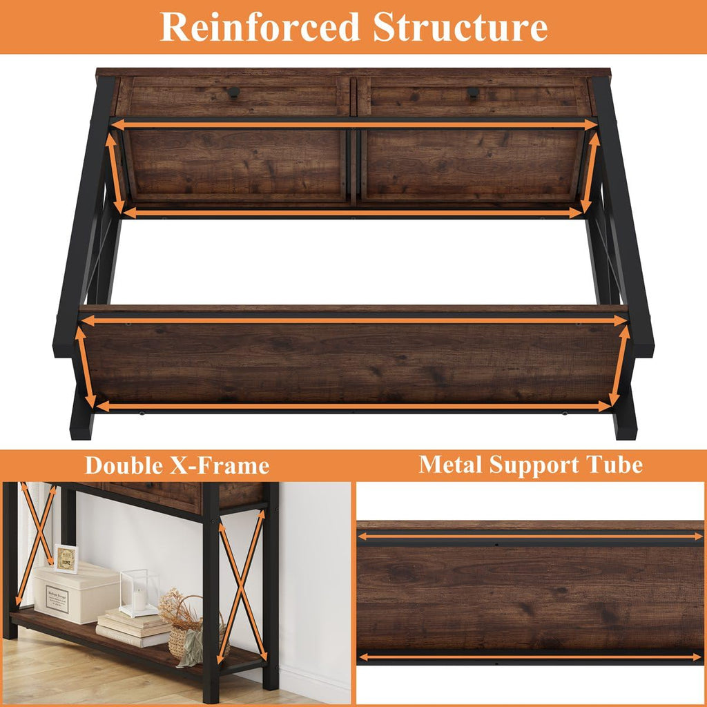 Rustic Oak 47 Inch Console Table with 2 Drawers Q22514
