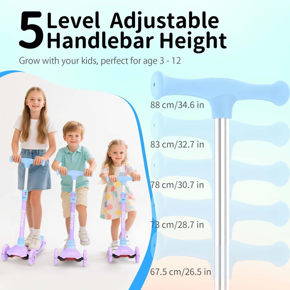 3 Wheel Kick Scooter with Light up Wheels Z479