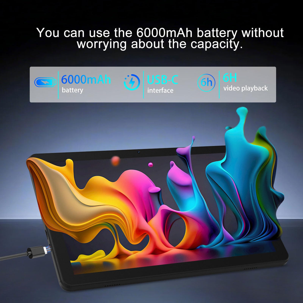 10 inch Tablet 20GB RAM 128GB ROM Octa-Core with Case and Stylus Black D6695