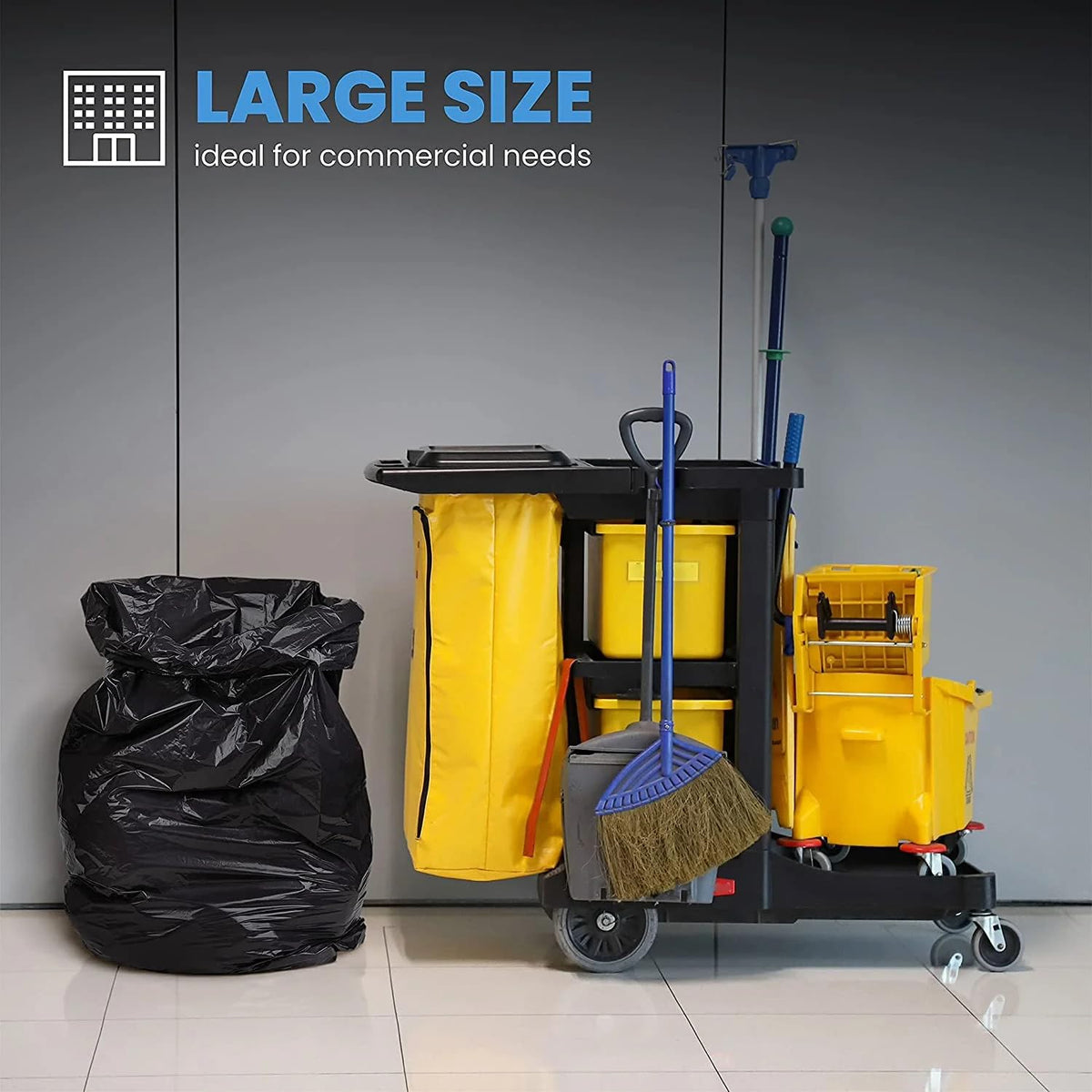 55 Gallon Heavy Duty Trash Bags, 50 Ct, Black, 1.2 Mil X9189