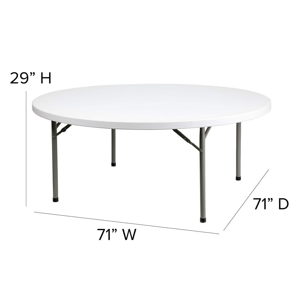 6-Foot Round Granite White Plastic Folding Table E39461