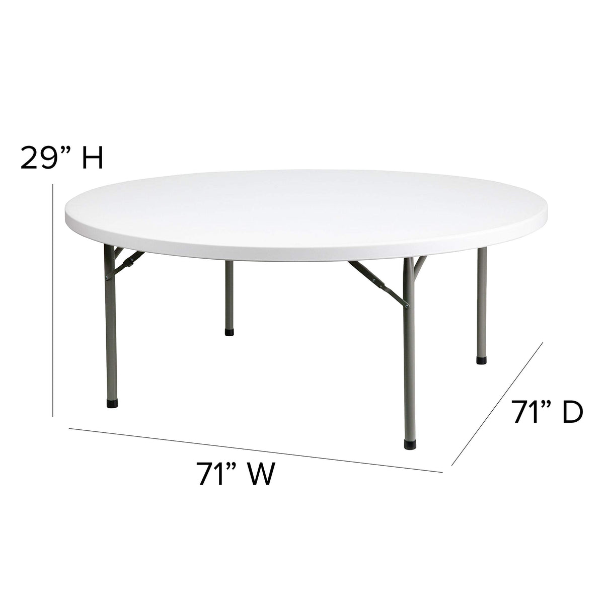 6-Foot Round Granite White Plastic Folding Table E39461