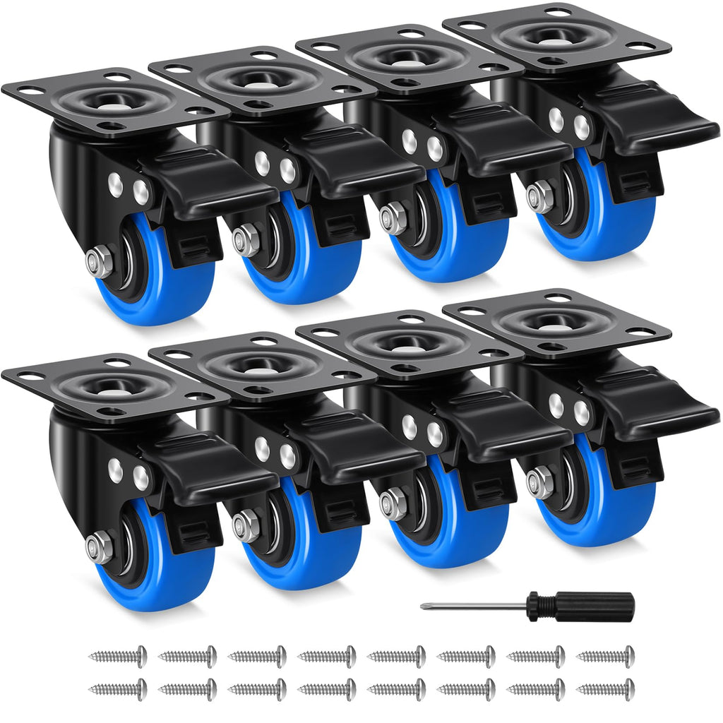 2 Inch Locking Swivel Caster Wheels Set of 8 K622