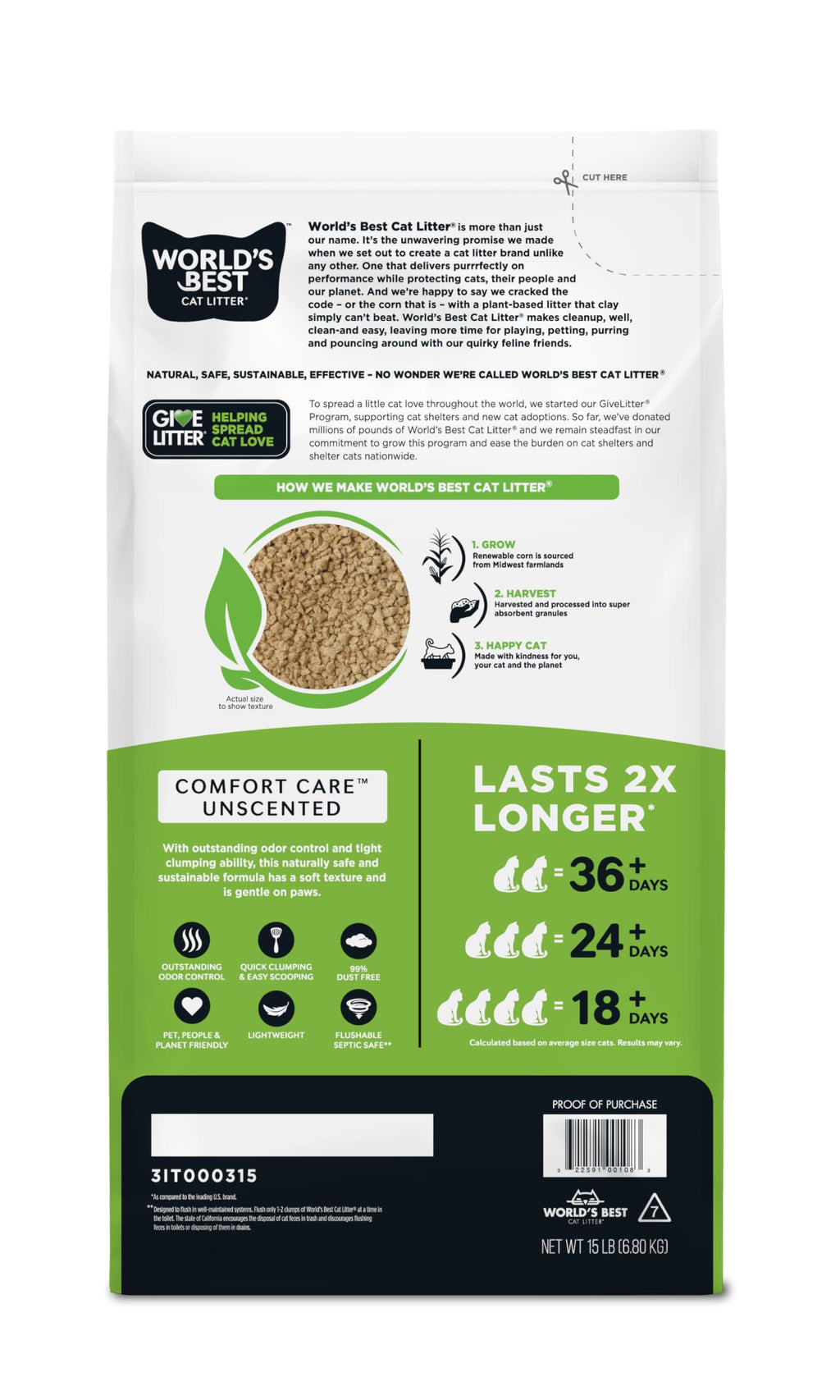 Unscented Odor Control 15 lb Cat Litter T90978