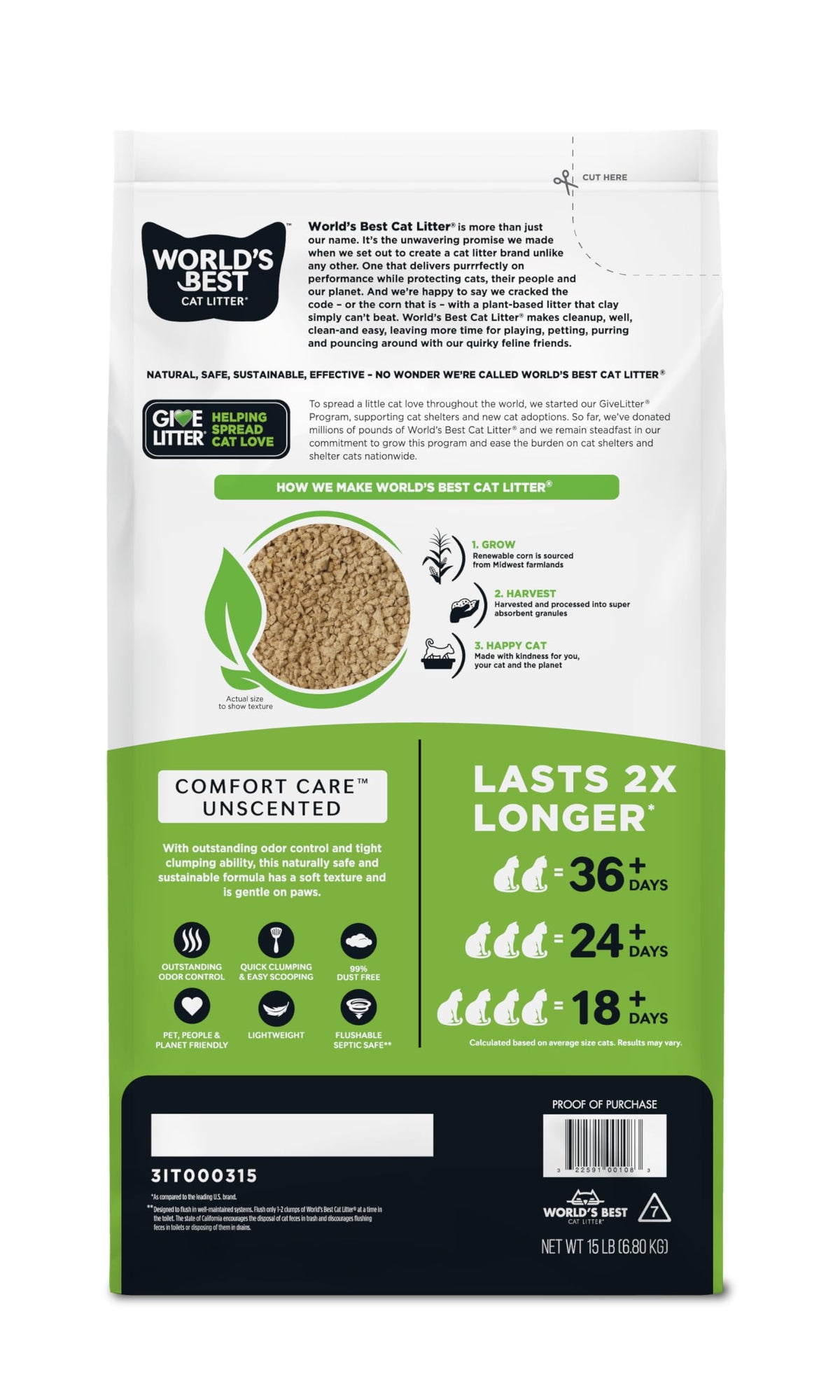 Unscented Odor Control 15 lb Cat Litter T90978