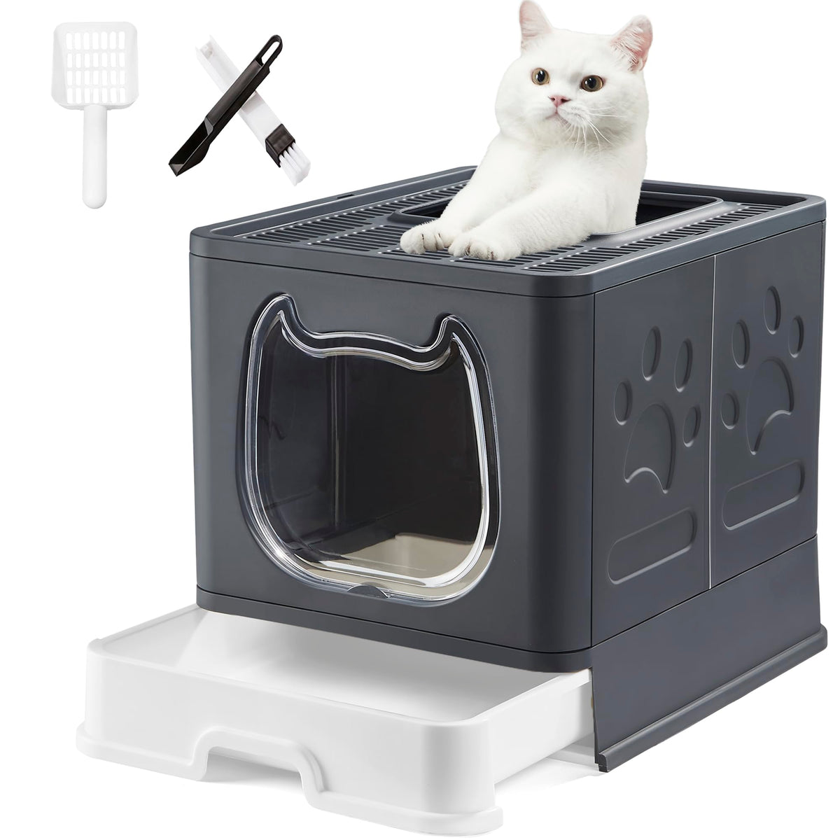 Enclosed Cat Litter Box with Lid and Scoop Z231