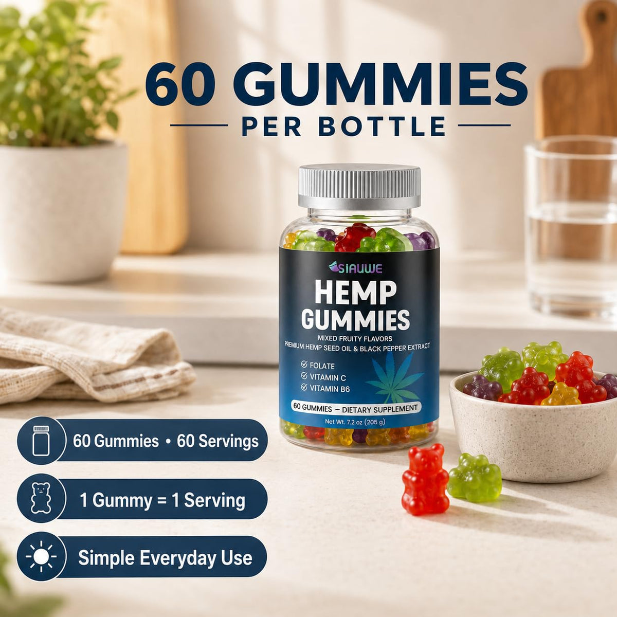 Sugar Free Hemp Gummies 60 Count Y26653