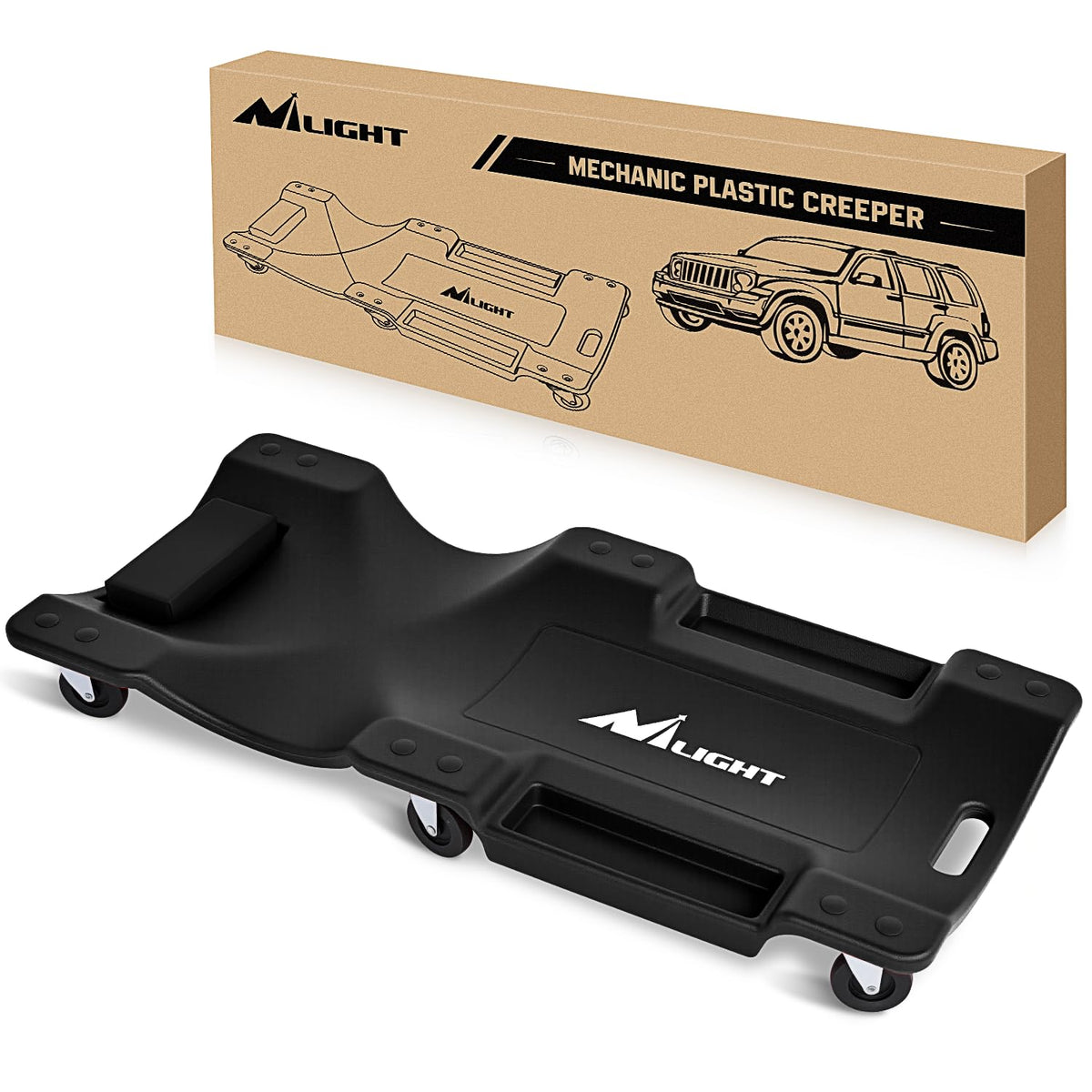 40" Mechanic Plastic Creeper with Padded Headrest F3728