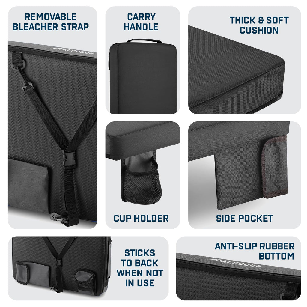 Portable Extra Thick Stadium Seat Cushion with Cup Holder I49313