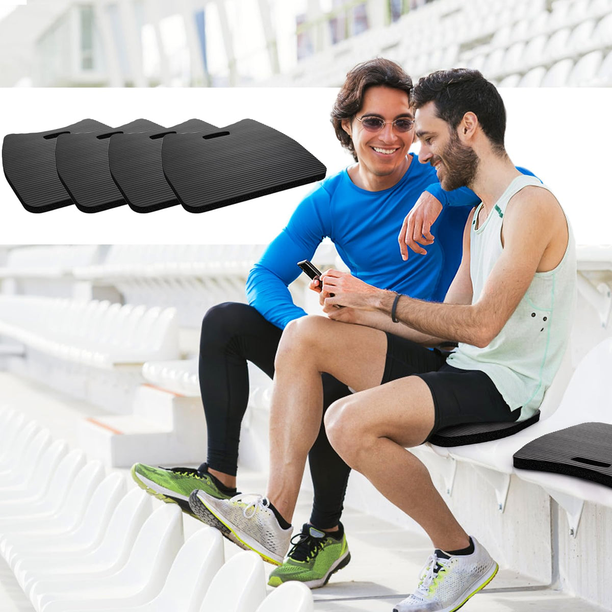 4 Pack Waterproof Portable Foam Stadium Seat Cushion with Handle Z809804
