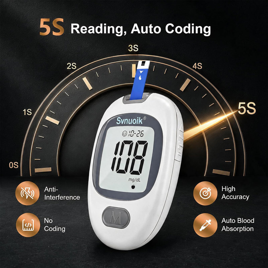 Blood Glucose Monitor Kit with 100 Strips & Lancets L389496
