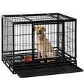 Extra Large Double-Door Heavy Duty Metal Dog Crate (Black, 48 inch) E602