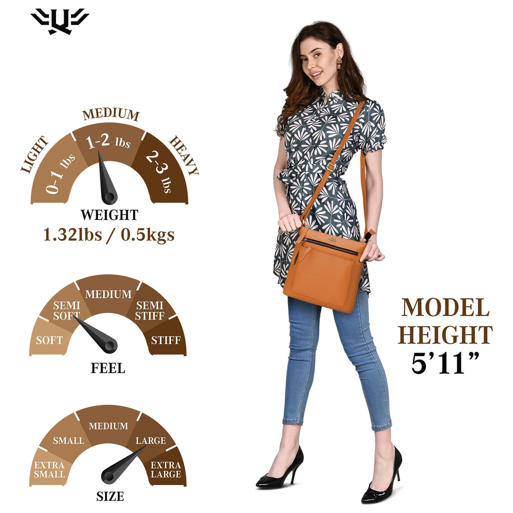 Light Brown Genuine Leather Crossbody Bag V307687