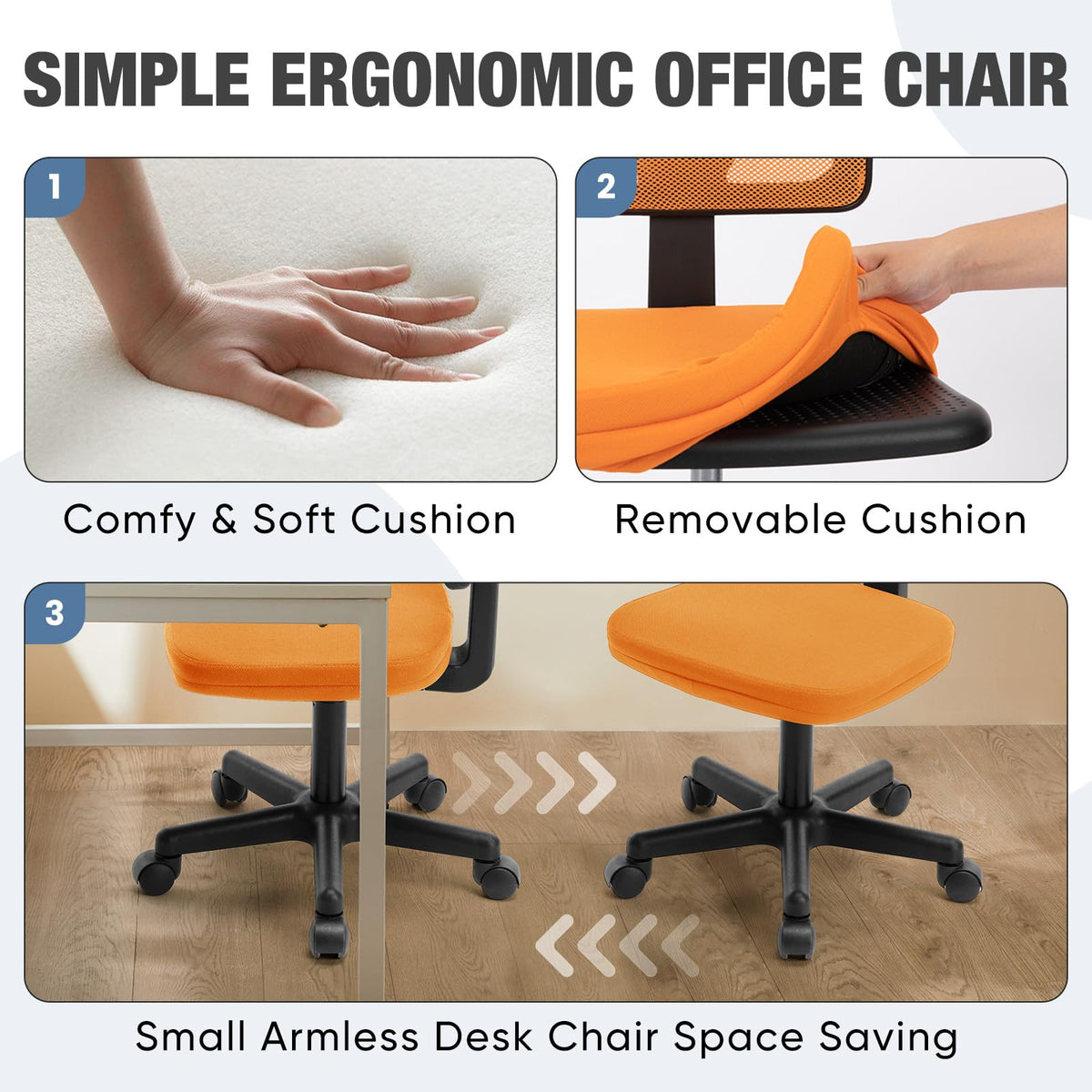 Orange Mesh Ergonomic Low-Back Swivel Office Chair E2276