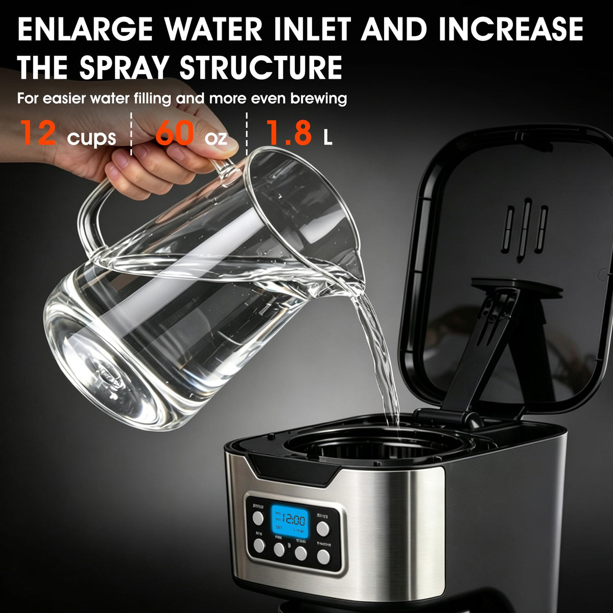 Black Stainless Steel Programmable Coffee Maker M99616