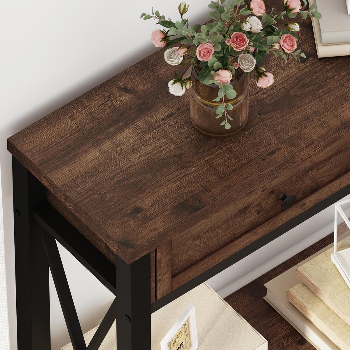 Rustic Oak 47 Inch Console Table with 2 Drawers Q22514