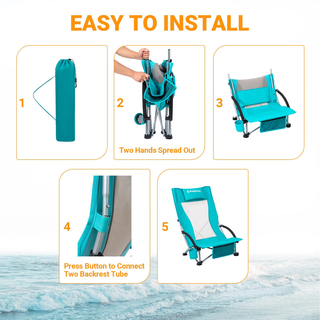High Back Folding Beach Chair 2 Packs M712589