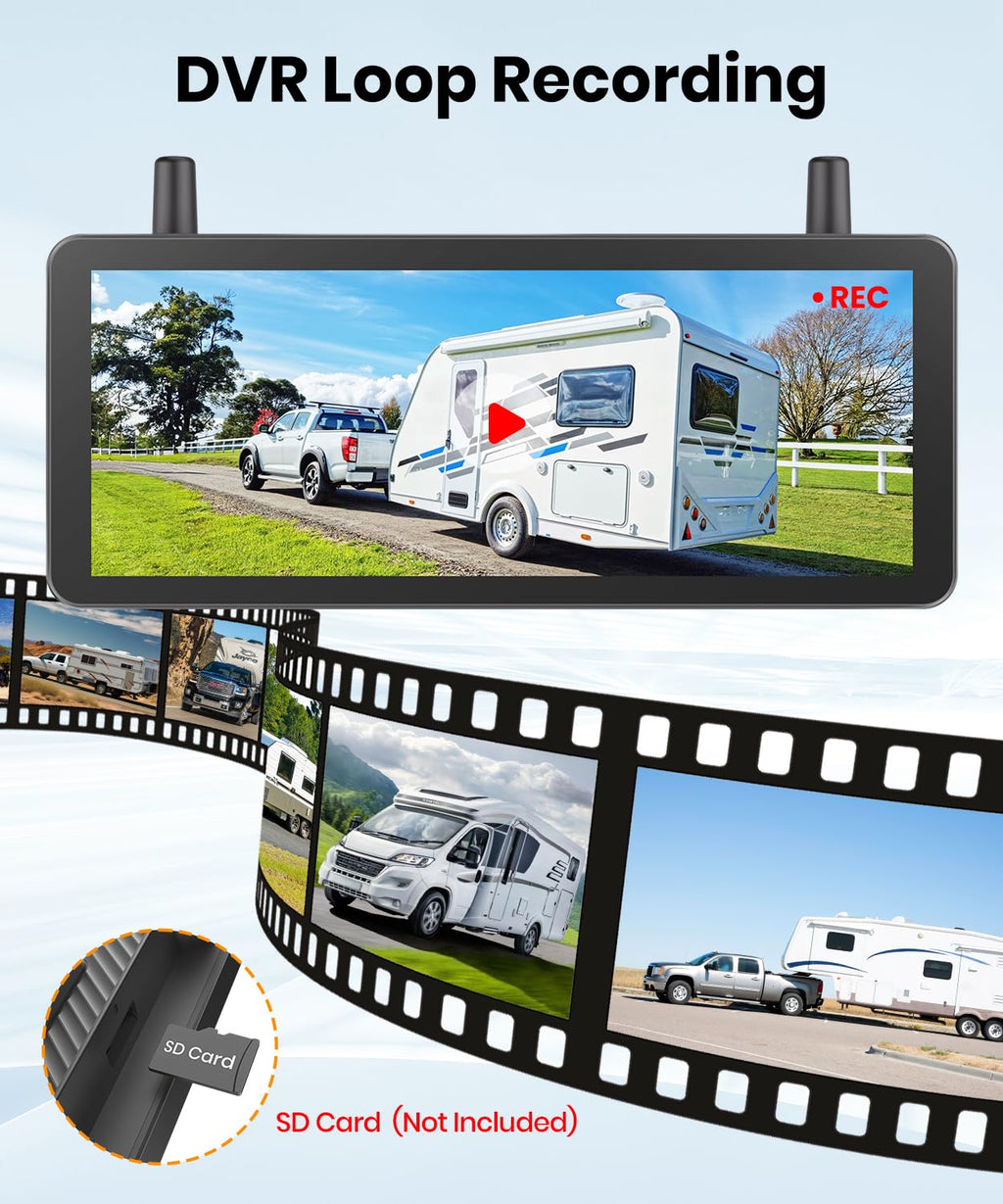 Wireless Backup Camera Solar Magnetic 7.2" 1080P Monitor B761175