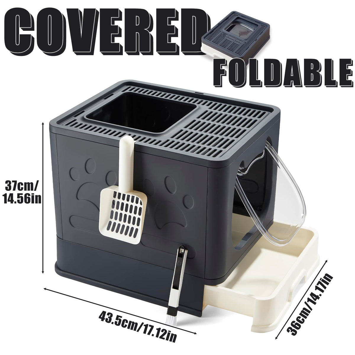 Enclosed Cat Litter Box with Lid and Scoop Z231