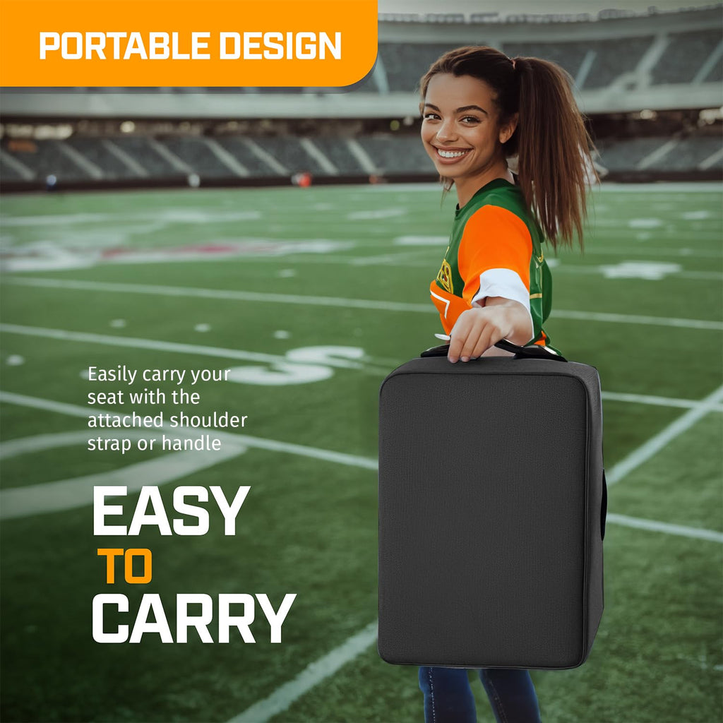 Portable Extra Thick Stadium Seat Cushion with Cup Holder I49313