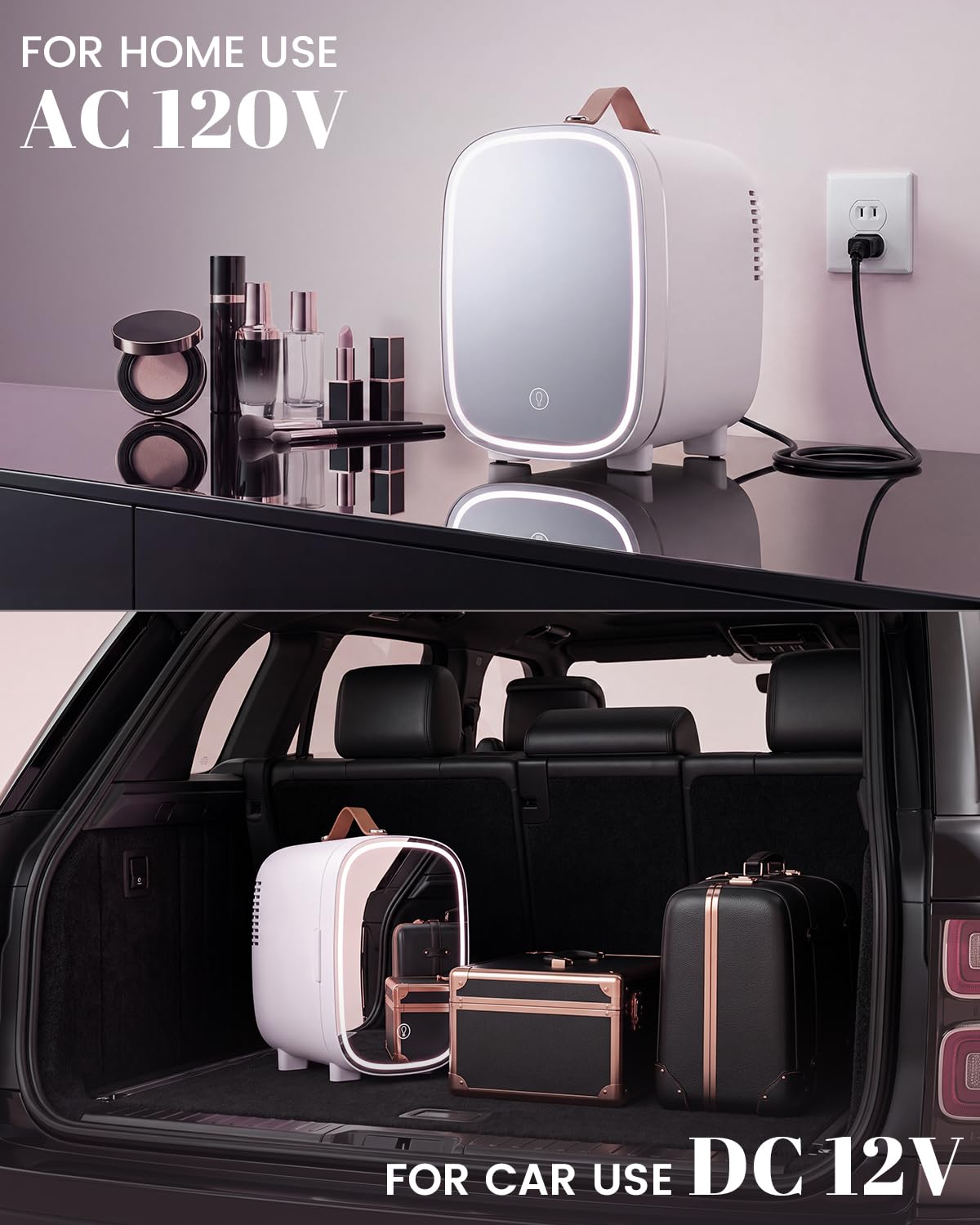 4 Liter 6 Can Portable Mini Fridge with LED Mirror V20050