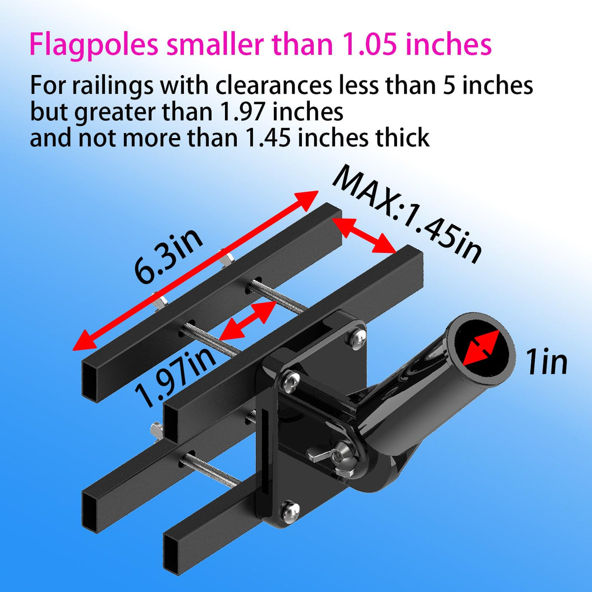 White Flagpole Mount for Round and Square Railing J120