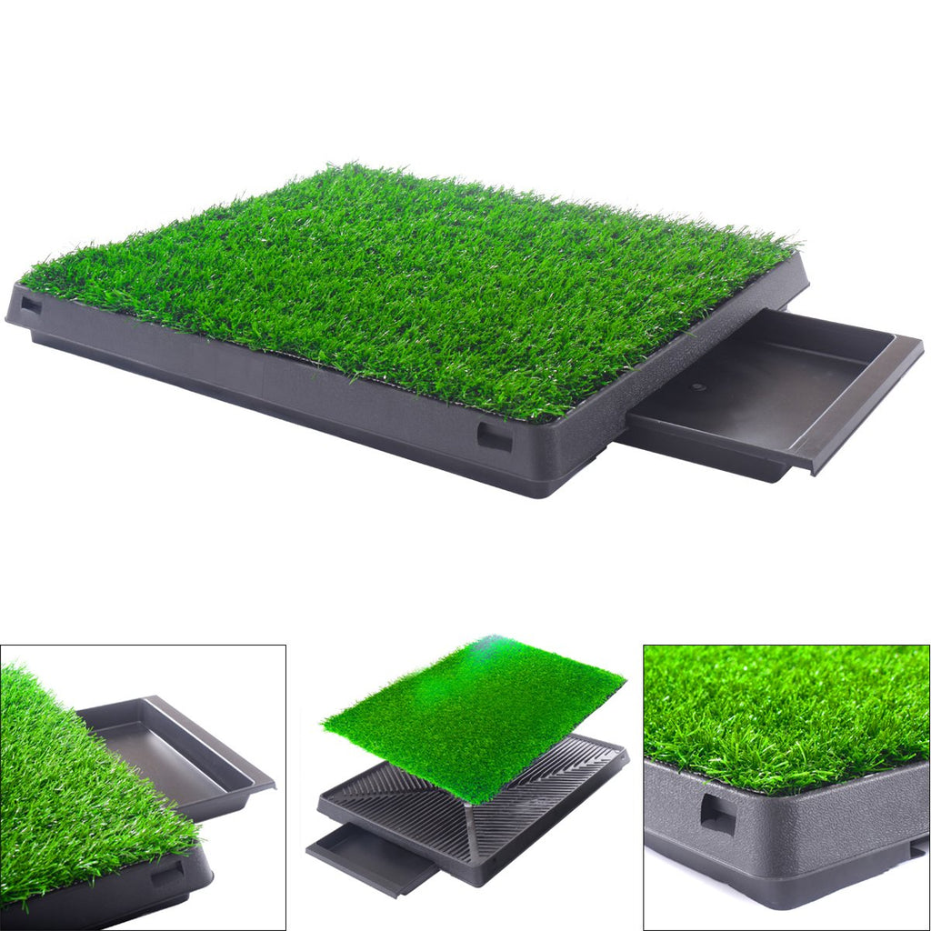 Indoor Outdoor Dog Puppy Potty Trainer Pad Grass Toilet Mat Tray 25"x20" W185730