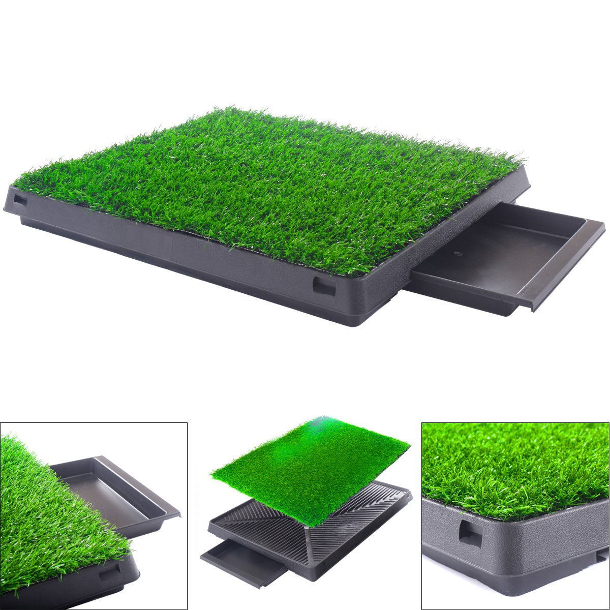 Indoor Outdoor Dog Puppy Potty Trainer Pad Grass Toilet Mat Tray 25"x20" W185730