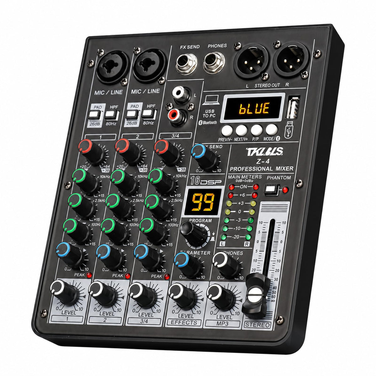 4 Channel Podcast Audio Mixer with 99 DSP Effects M718003