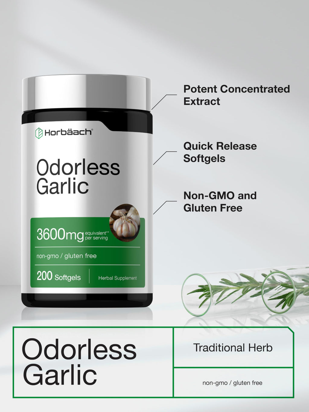 Odorless Garlic Softgel Supplement 200 Pills U78471