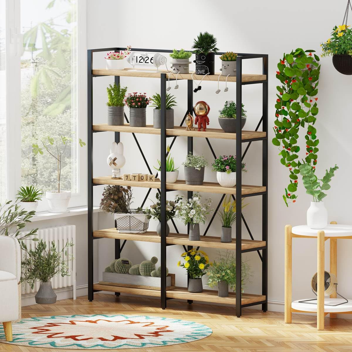 5 Tier Wood and Metal Bookshelf U11981