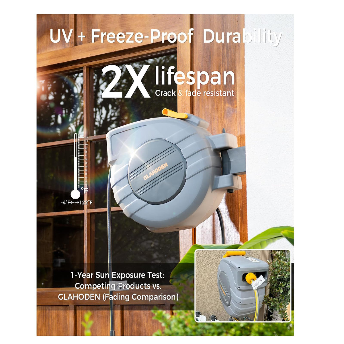 5/8 in x 100 ft Retractable Garden Hose Reel Z527