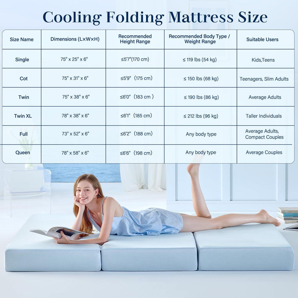 6 Inch Cooling Memory Foam Folding Mattress X39792