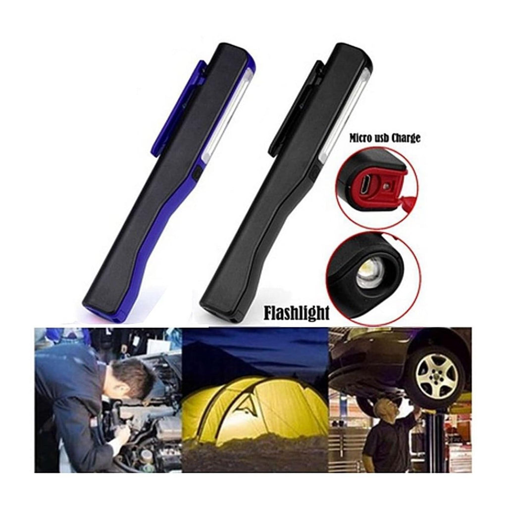 2-Pack Rechargeable LED COB Work Light 240LM Magnetic Portable Lamp USB Charging(Blue) A164