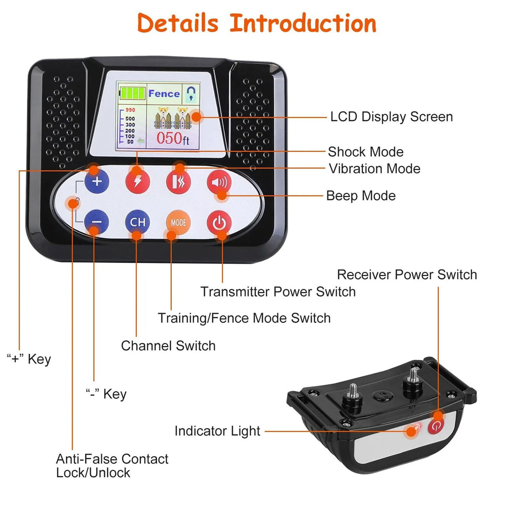 Wireless Dog Fence & Electric Training Collar with Remote C65384