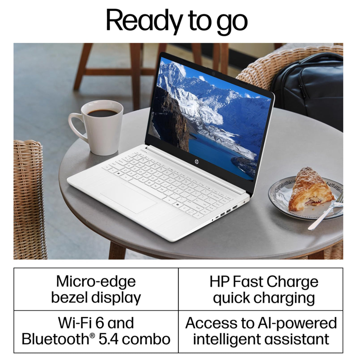 14 Inch Laptop, Intel Celeron N4500, 4GB RAM, 128GB Storage, Windows 11 S, Snowflake White J241840