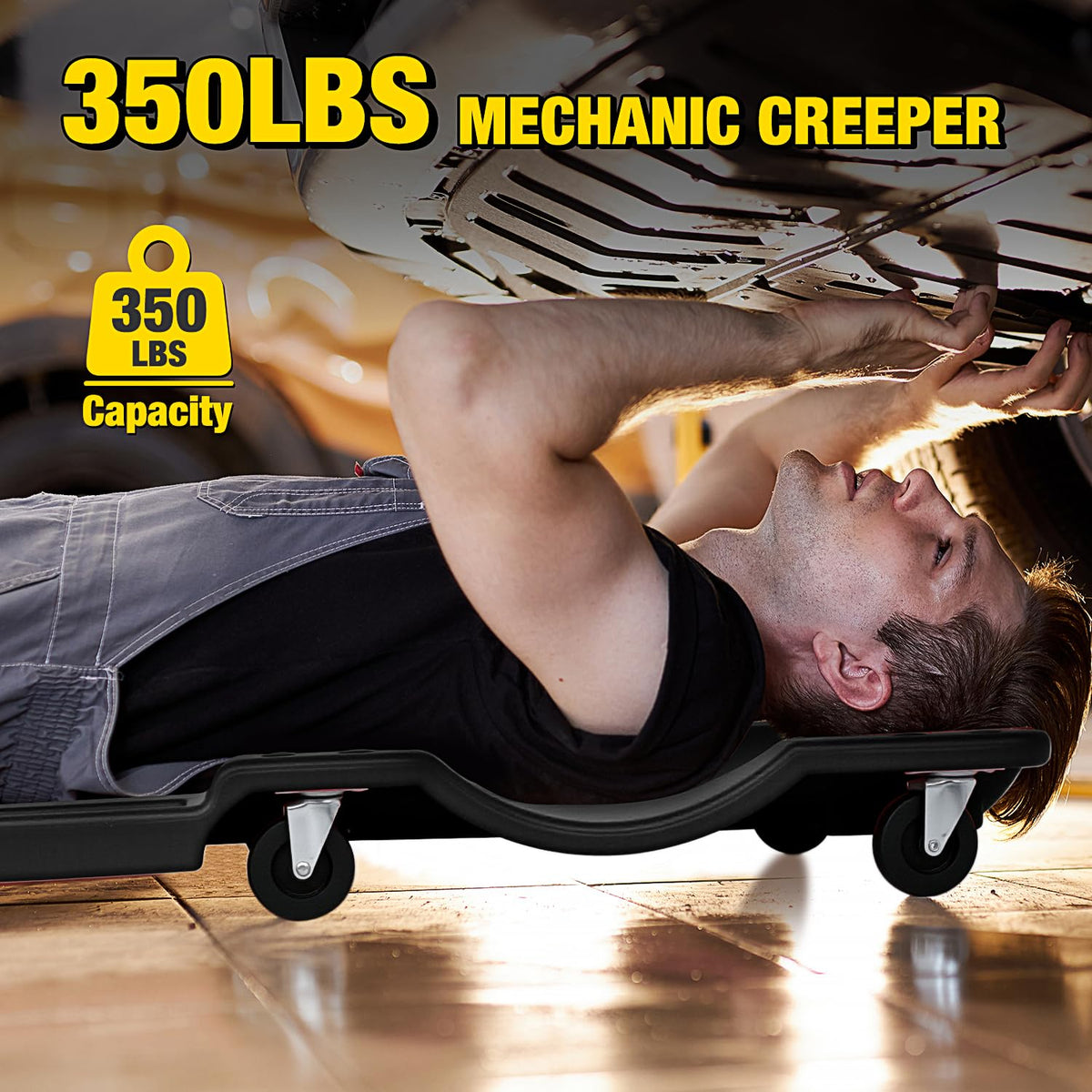 40" Mechanic Plastic Creeper with Padded Headrest F3728