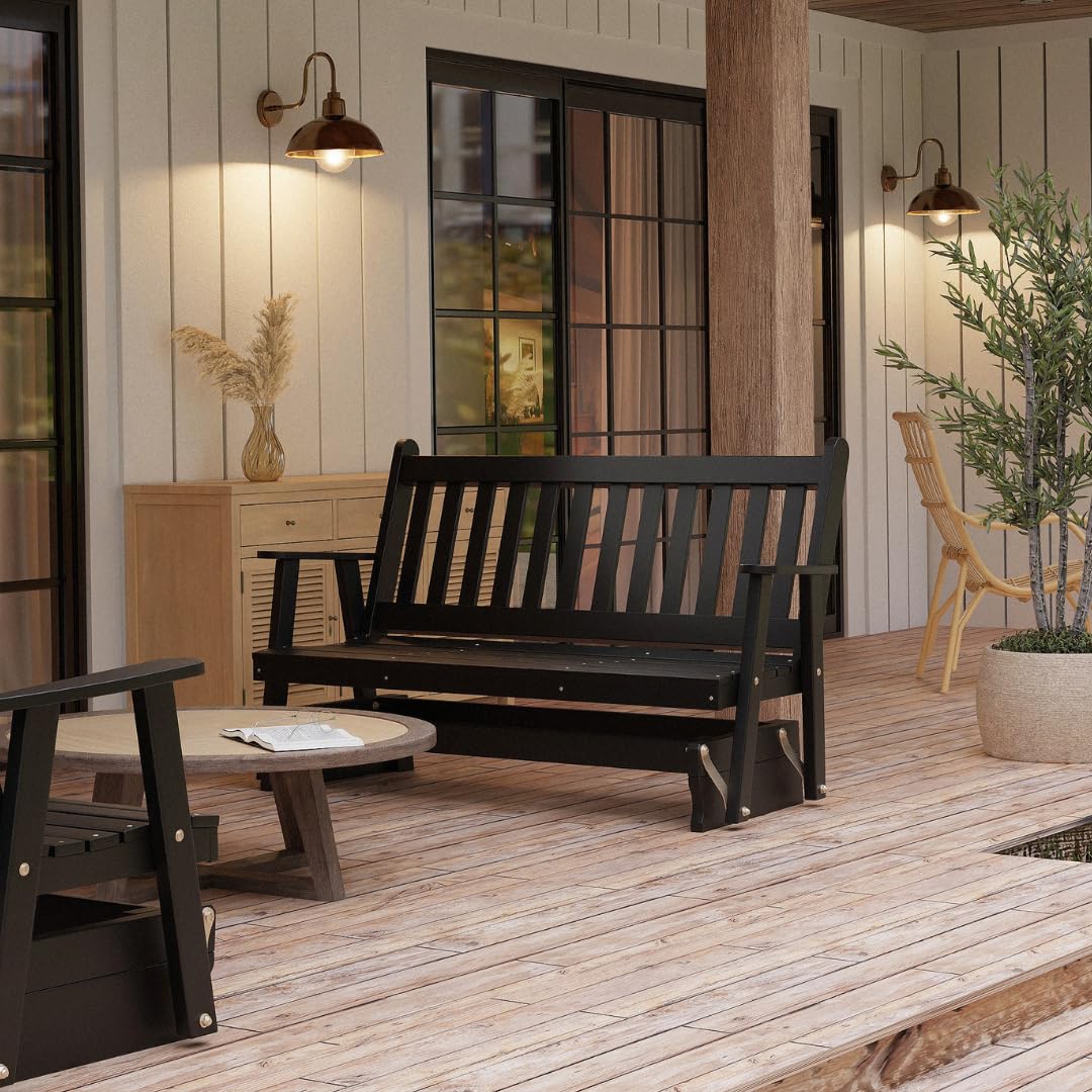 Black 4 Foot Wooden Porch Glider C726822