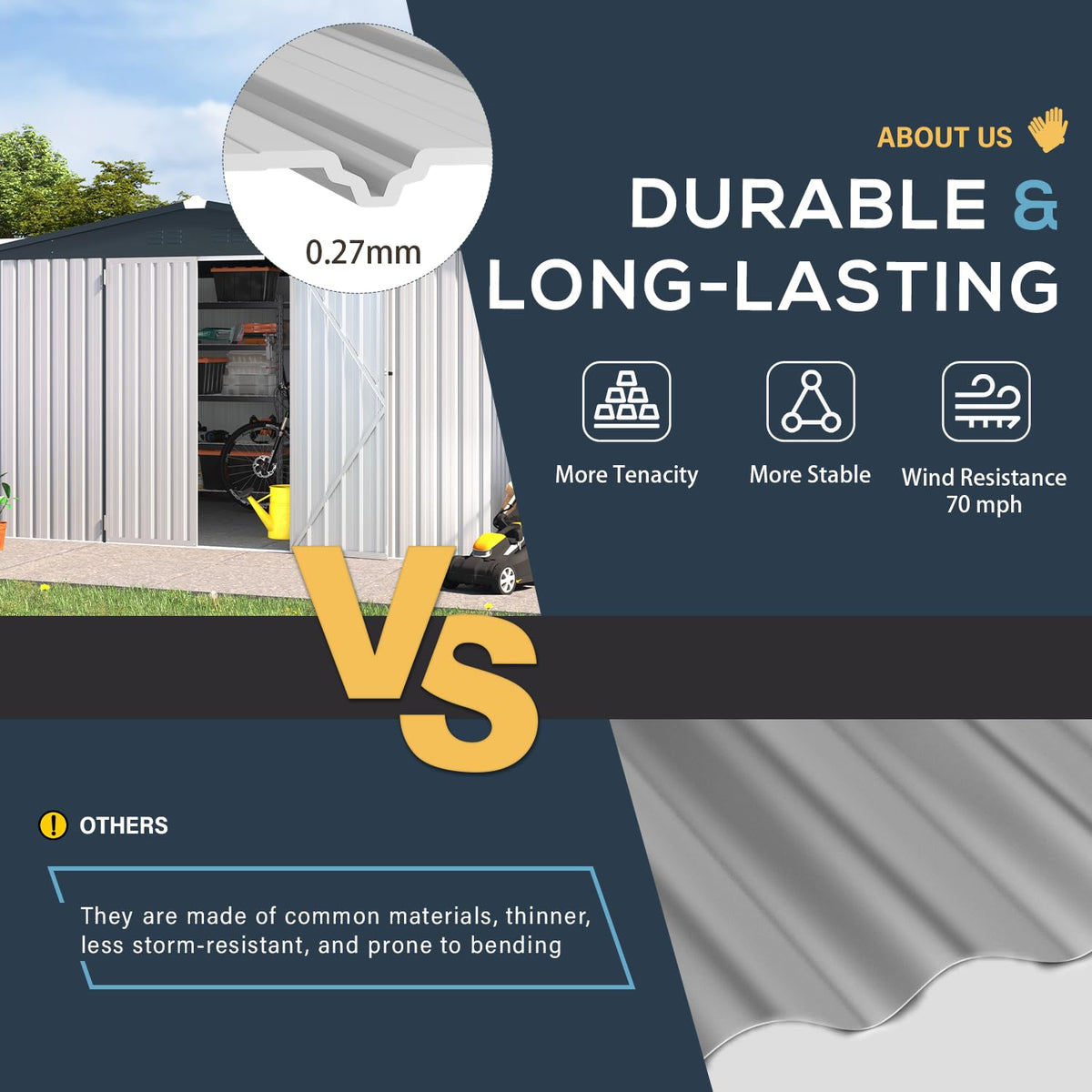 10x14 White Metal Outdoor Storage Shed Q7571