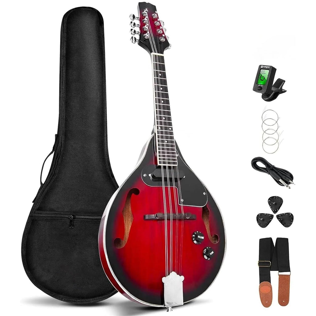 Vintage Red Sunburst Mahogany Wood Acoustic Electric Mandolin Z4360