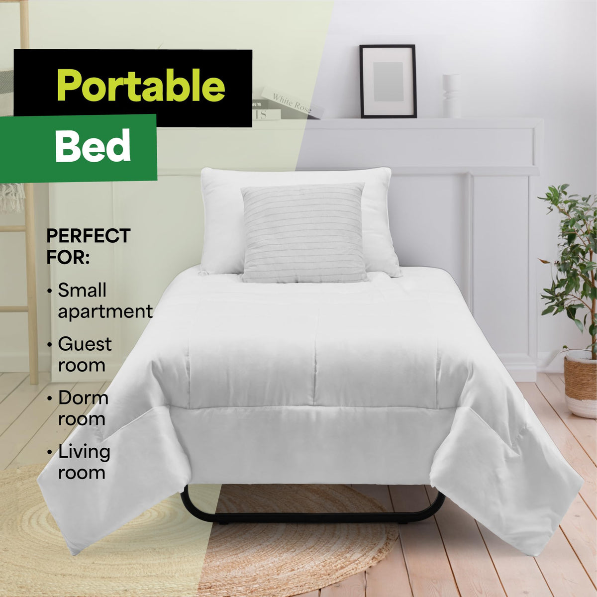 Folding Bed with Mattress Twin Size 5-inch Memory Foam K4944