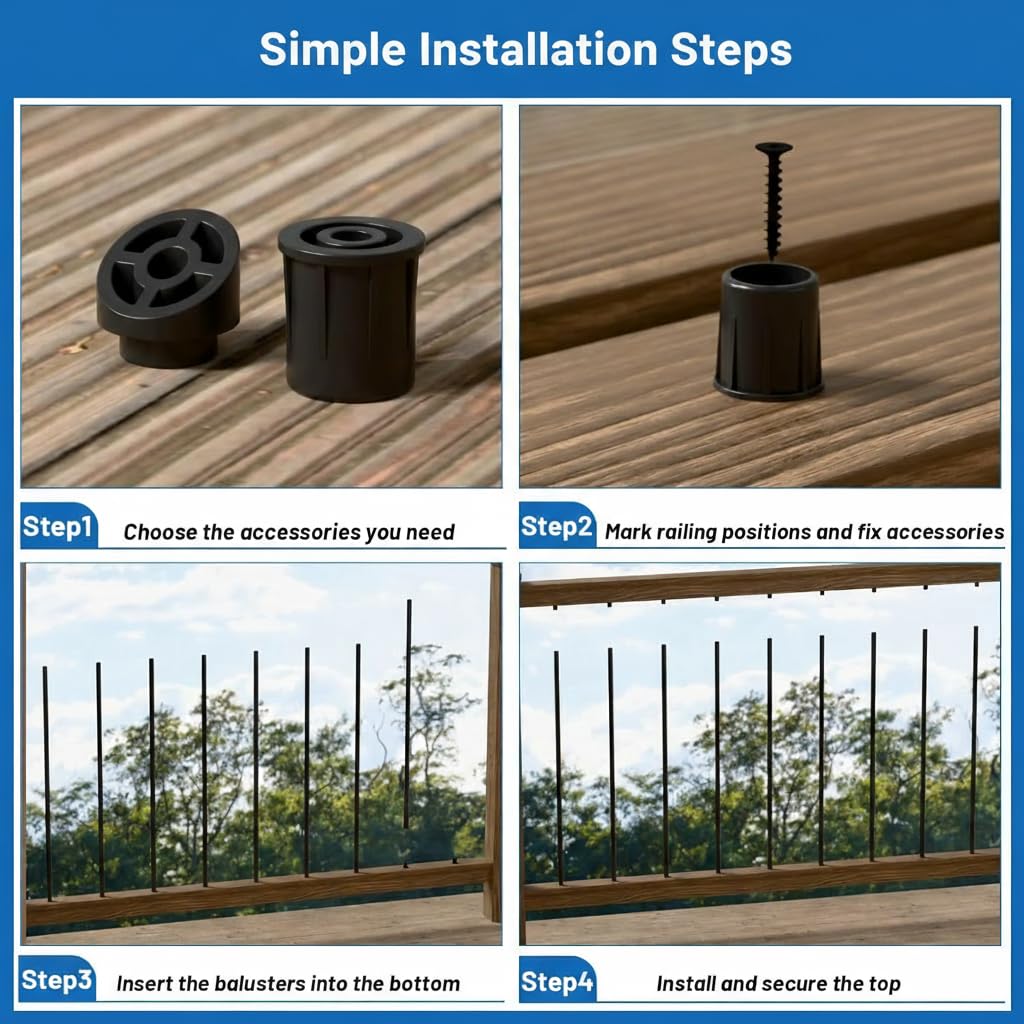 56 Pack 26 inch Black Round Aluminum Balusters I95421