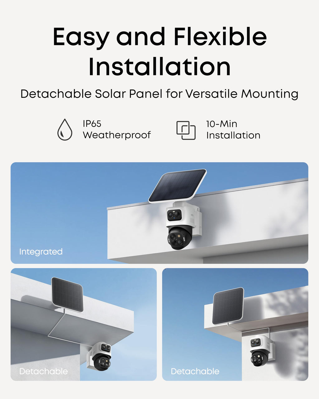 4K Solar 3-Lens PTZ Security Camera 4-Cam Kit N7468