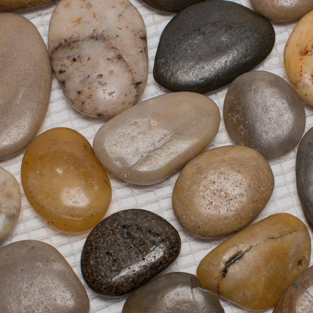 12 in. x 12 in. Mixed Mid-Polish Pebble Stone Tile R715