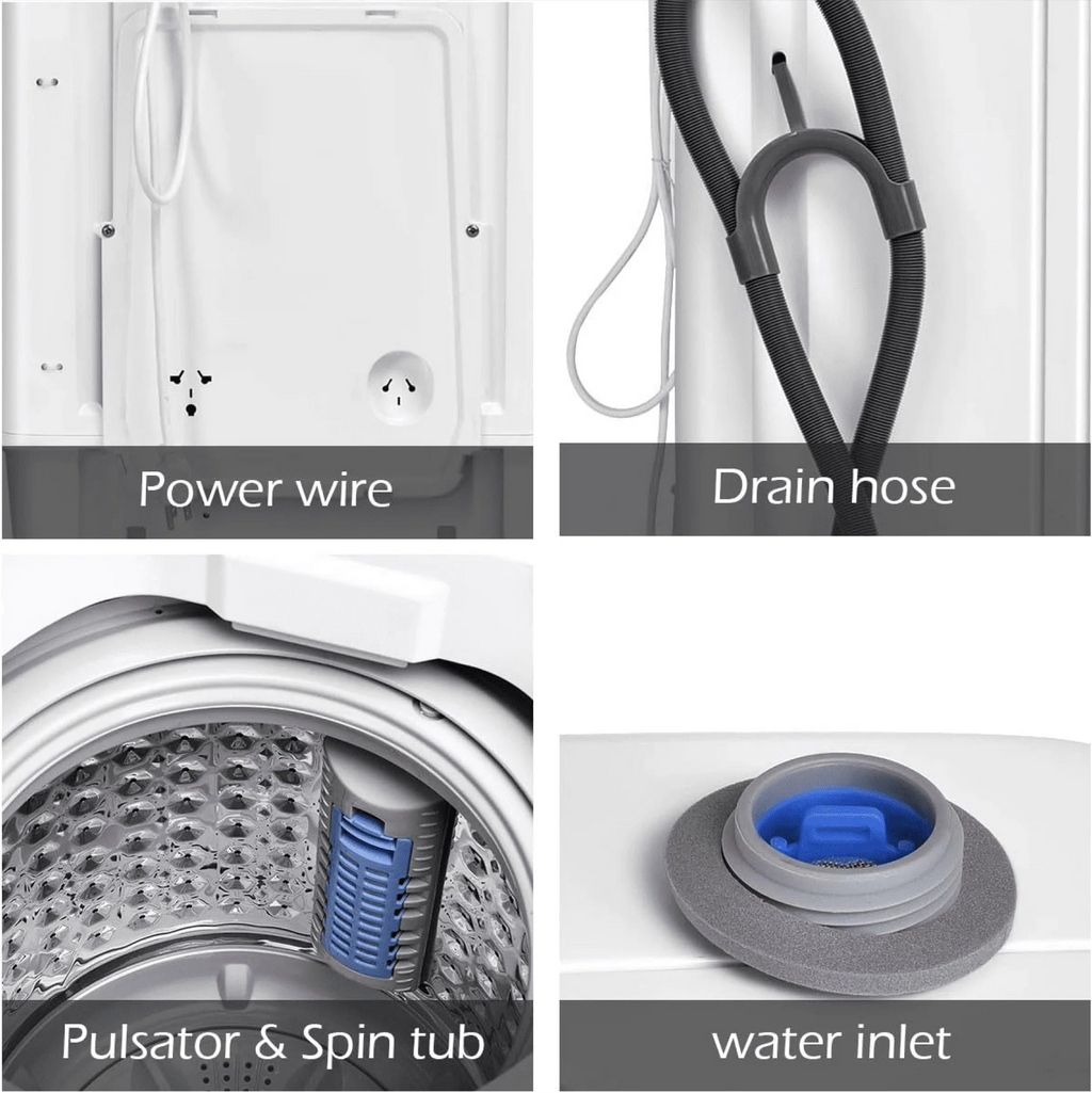 1.34 Cu Ft Portable Full Automatic Washer Spinner Combo S7600