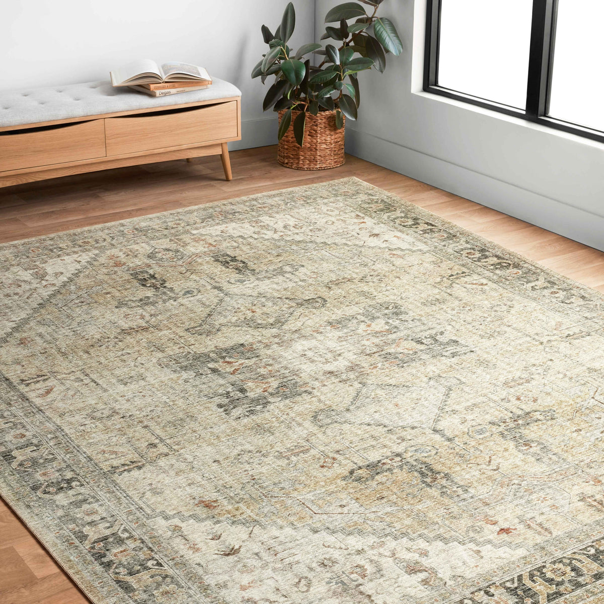 Printed Persian Distressed Vintage Area Rug 3' x 5' I661