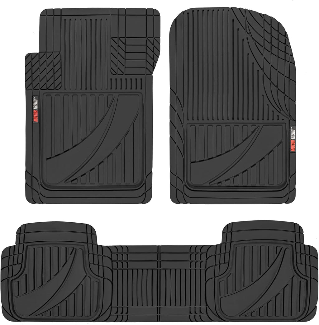 Black Rubber Car Floor Mats 3 Piece All Weather Automotive Liners L447181